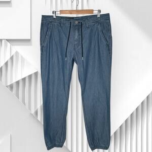 ARMANI EXCHANGE Drawstring Chambray Denim Joggers Jeans Stretch Slim Straight 36